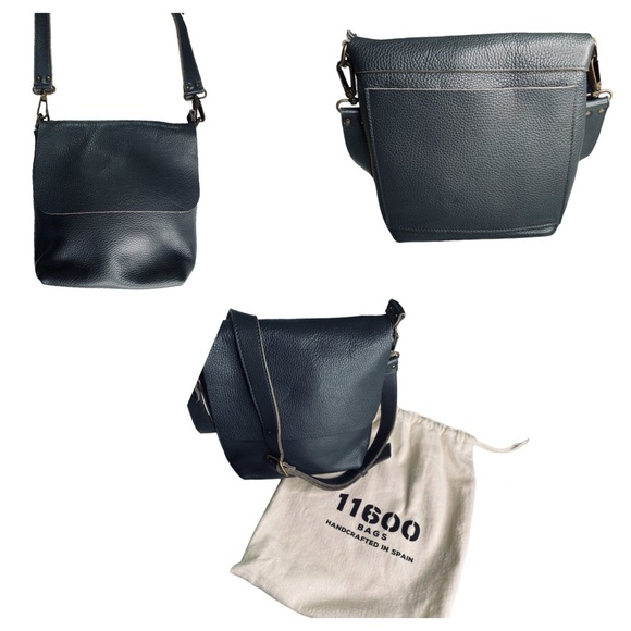 Eleven600 Genuine Leather Crossbody Handbag Zip Closure 9”H 9.8”W 3”D NWOT - Picture 15 of 15